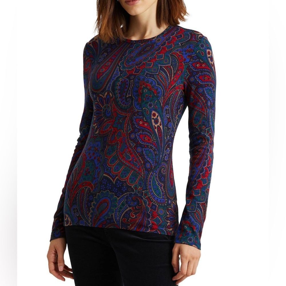 Lauren Ralph Lauren - Paisley Cotton-Blend Sweater- Size XXS